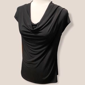 Adrienne Vittadini Black Slinky Cowl Neck Blouse